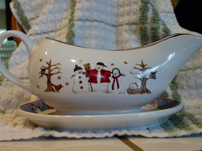 Sakura Debbie Mumm Snowman Dishes Set