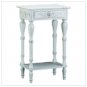 CARVED WHITE SIDE TABLE  Retail: $79.95
