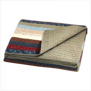 STRIPED PATCHWORK QUILT COVER  Retail: $89.95