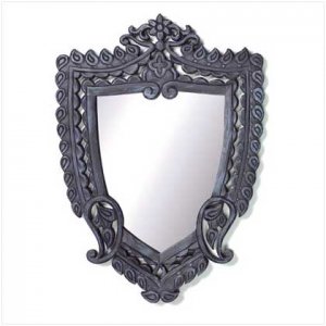CARVED SHIELD WALL MIRROR  RETAIL: $24.95