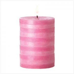 PINK-STRIPED PILLAR CANDLE   Retail Price: $5.95
