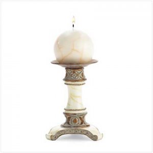 MARBLE CANDLE HOLDER WITH CANDLE  Retail: $12.95