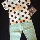 NWT Cachcach Twitter Dots Ivory baby Tee Pants Set 18M