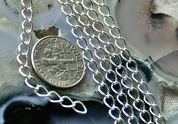 Sterling Silver Plated Brass Chain Link Curb Chains Necklace 5.5x4mm c01s(5ft)