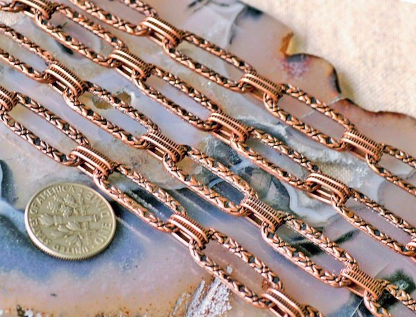 Fancy Metal Chain Antique Copper j15d-BY THE FOOT