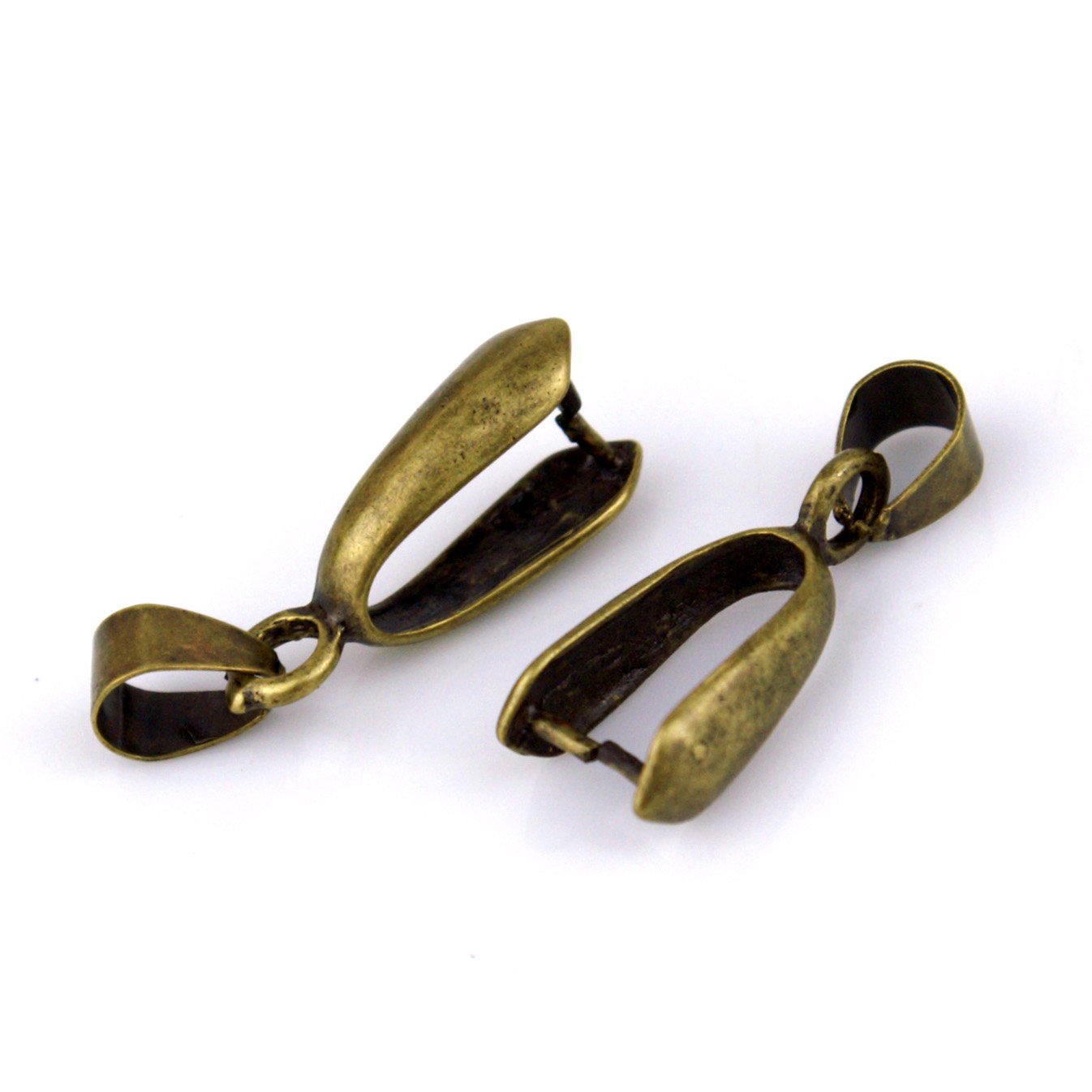 Long Antique Bronze Plated Drop Pinch Bail Pendant Clasp 23mm m114b 6pcs