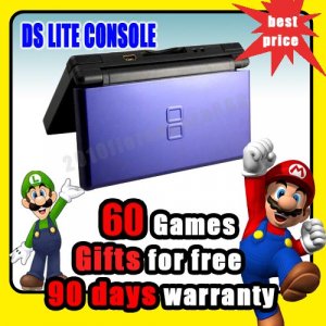 NEW Blue Black Nintendo DS LITE NDSL Console +60 Games