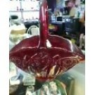 CRANBERRY GLASS BASKET