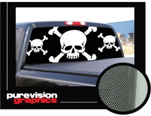 SKULL & CROSSBONES - Rear Window graphic - tint decal