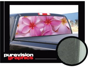 FLOWERS - Rear Window Graphic - vinyl decal truck suv