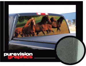 HORSES 3 -Rear Window Graphic- decal tint truck horse