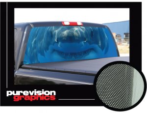 SHARK 1 - Rear Window Graphic - decal tint film truck