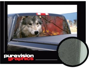 GRAY WOLF -Rear Window Graphic- decal tint truck wolves