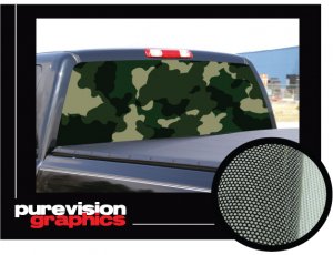 GREEN CAMO Rear Window Graphic camoflage truck decal