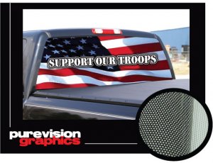 SUPPORT OUR TROOPS 22"x65"-Rear Window Graphic-truck
