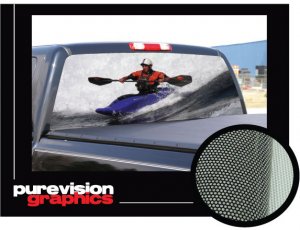 KAYAKER 22"x 65"- Rear Window Graphic-kayak truck suv