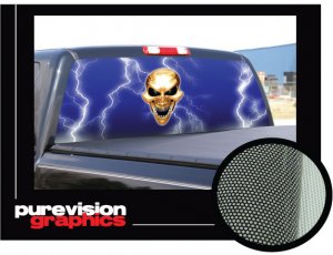 SKULL & LIGHTNING 22"x 65" Rear Window Graphic tint suv