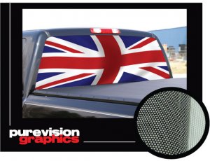 UK FLAG 22"x 65"- Rear Window Graphic great britain suv