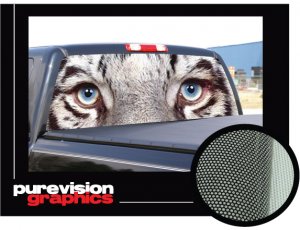 WHITE TIGER 22"x 65" Rear Window Graphic film back