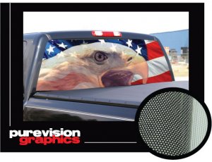 EAGLE FLAG 22"x 65" Rear Window Graphic-us bald truck