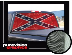 DIXIE FLAG 22"x 65" Rear Window Graphic  confederate