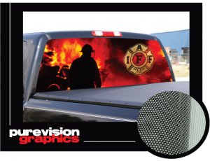 FIREFIGHTER 2 22"x65" Rear Window Graphic fire man