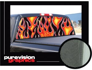 FLAMES 22"x 65" Rear Window Graphic  back suv truck suv