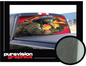 FIREFIGHTER 1 22"x65" Rear Window Graphic fire man