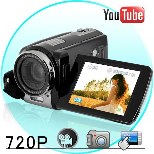 Youtube Direct 720P Touchscreen HD Camcorder (20x Zoom)
