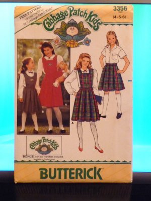 Original Butterick Cabbage Patch Doll Pattern #3356 GIRLS & DOLL MATCHING PATTERN  FREE SHIPPING
