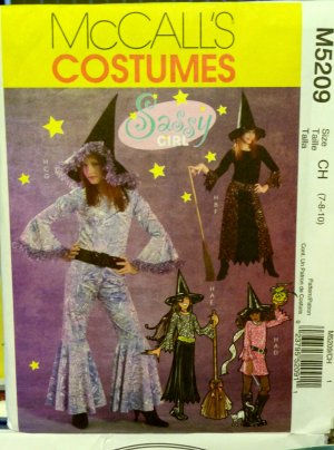 Sassy Girl Witch Costumes Pattern Size 7, 8, 10 M5209 - FREE SHIPPING