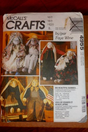 Big Bunny Dolls and Wardrobe with baby pattern M4955  FREE SHIPPING