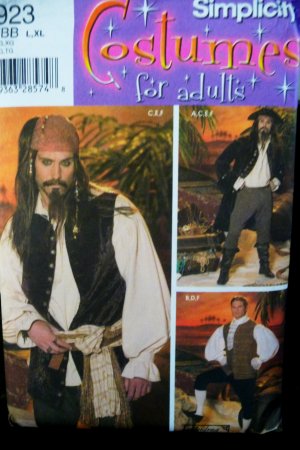 Men's L, XL Pirates Costumes Pattern S 4923  -  FREE SHIPPING