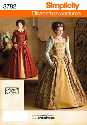 Misses Elizabethan Costume Pattern Simplicity 3782 TWO Gowns - FREE SHIPPING