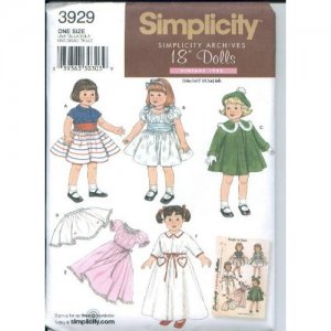 18 Inch Doll Clothes Pattern Vintage Reprint S 3929- FREE SHIPPING