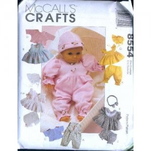 Doll Clothes Pattern 3 sizes M 8554 - FREE SHIPPING
