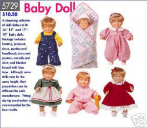 Doll Clothes Pattern in 2 sizes B 5729 - FREE SHIPPING