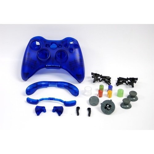 Xbox 360 Wireless Controller CLEAR BLUE Shell Case Casing M
