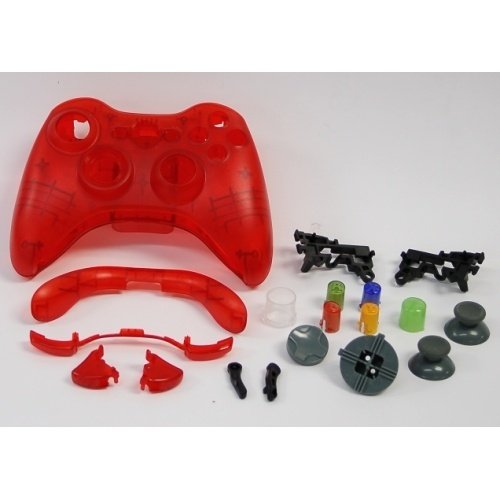 CLEAR RED Xbox 360 Wireless Controller Shell Casing Case Mod