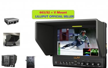 Lilliput 7" 663/S2 1280X800 IPS Peaking Focus SDI HDMI In&out + V mount+Gimbal