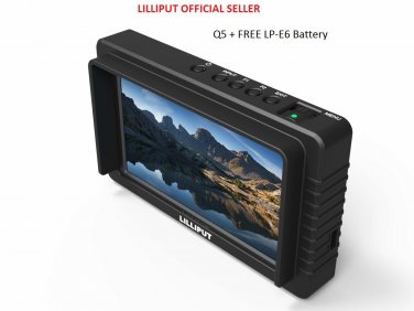 LILLIPUT 5" Q5 FULL HD slim Waveform Time code  cross conversion +LP-E6 Battery