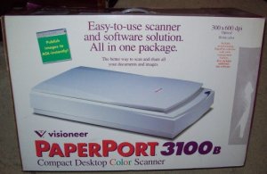 VISIONEER PAPERPORT 3100B FLATBED COLOR SCANNER WORKS IN BOX With CDs