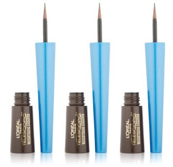 (3 pack) L'Oreal Paris Telescopic Waterproof Eyeliner, Dark Brown 801