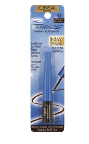 L'Oreal Paris Telescopic Precision Liquid Waterproof Eyeliner, 801 Dark Brown, 0.06 Ounces