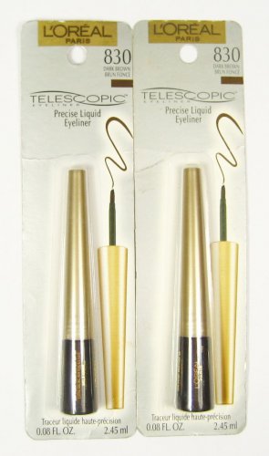 (2-Pack) L'Oreal Telescopic Precision Liquid Eyeliner, Dark Brown 830