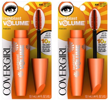 (2-Pack) CoverGirl LashBlast Mega Volume Mascara, Very Black 800, 0.44 oz