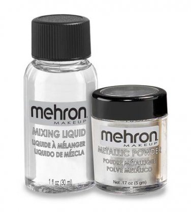 Mehron Metallic Powder with Mixing Liquid - Silver (129-ML-GD)