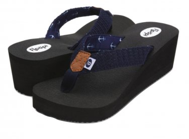 Floopi Womens Anna Wedge Yoga Mat Thong Flip Flop (519) Navy