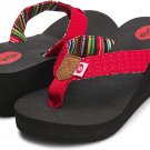 Floopi Womens Anna Wedge Yoga Mat Thong Flip Flop (519) Red