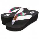 Floopi Womens Anna Wedge Yoga Mat Thong Flip Flop (519) White/Coral Nature